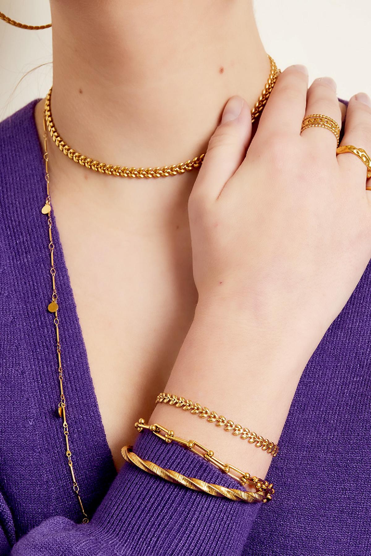 Armband blaadjes Goud kleur Stainless Steel